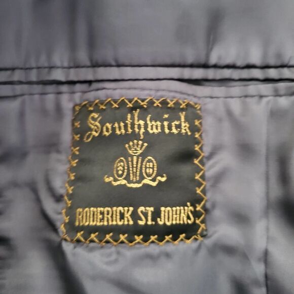 Vintage Southwick Roderick St. John's wool blazer jacket gray plaid size 43 T - Picture 8 of 9